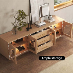 Japandi LED TV Stand With Soft-Close Drawers - Ash Veneer