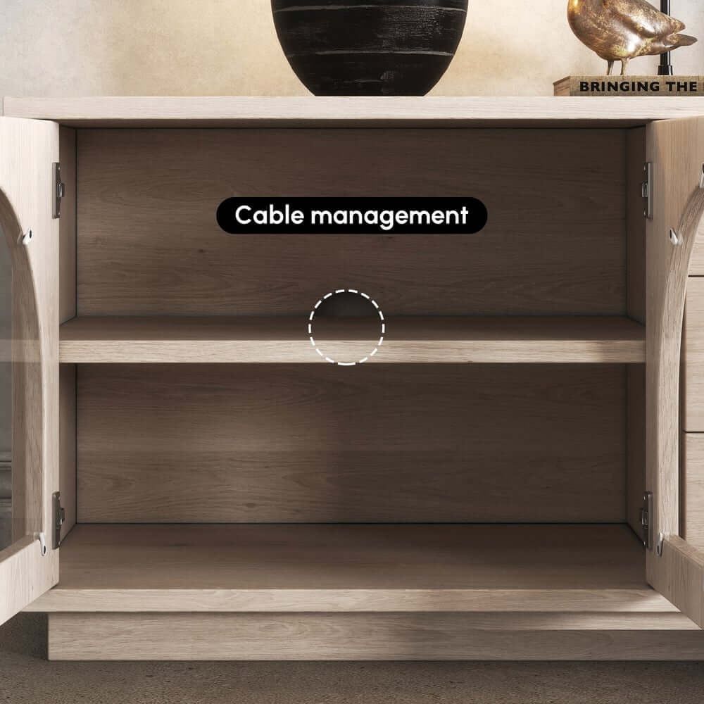 Japandi LED TV Stand With Soft-Close Drawers - Ash Veneer
