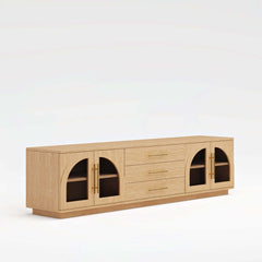 Japandi LED TV Stand With Soft-Close Drawers - Ash Veneer