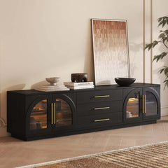 Japandi LED TV Stand With Soft-Close Drawers - Ash Veneer
