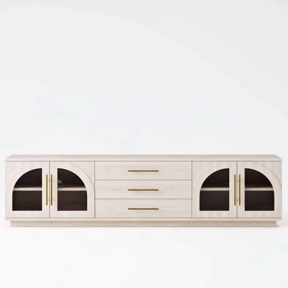 Japandi LED TV Stand With Soft-Close Drawers - Ash Veneer