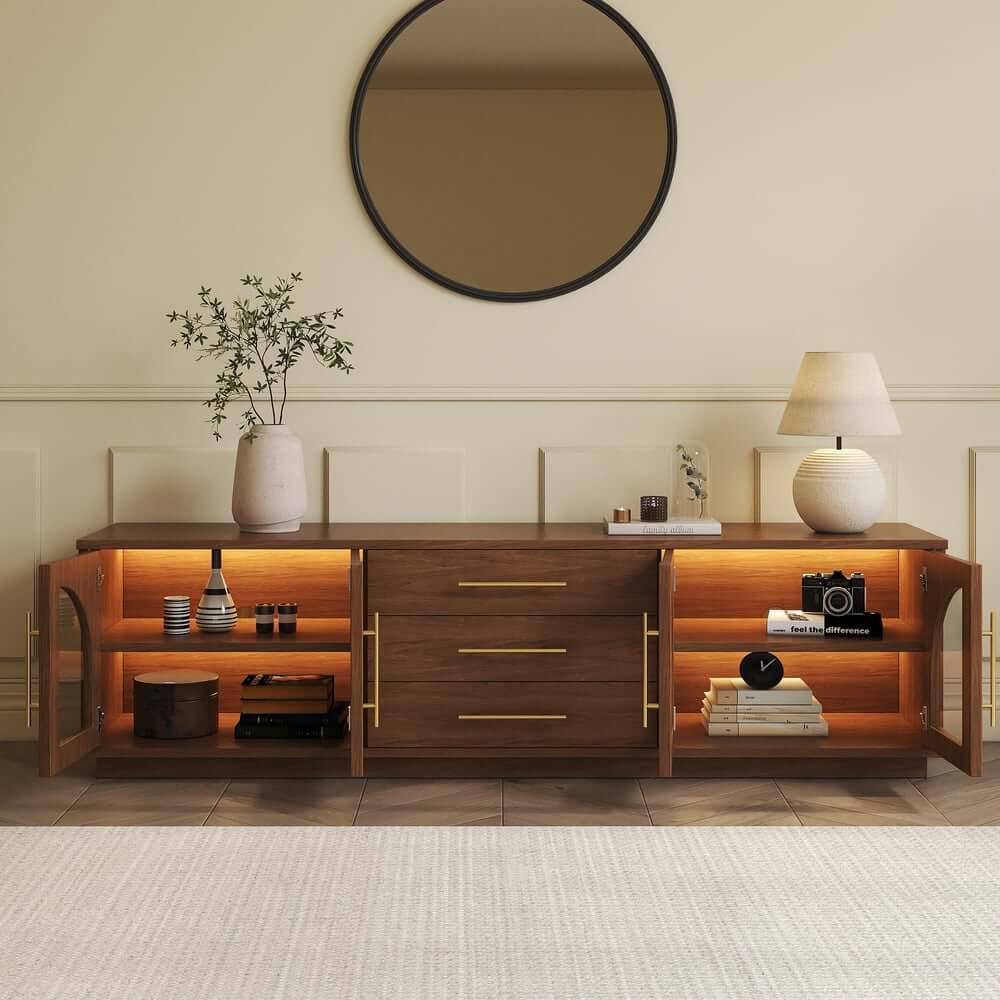 Japandi LED TV Stand With Soft-Close Drawers - Ash Veneer