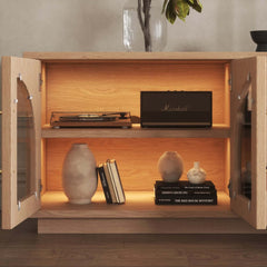 Japandi LED TV Stand With Soft-Close Drawers - Ash Veneer