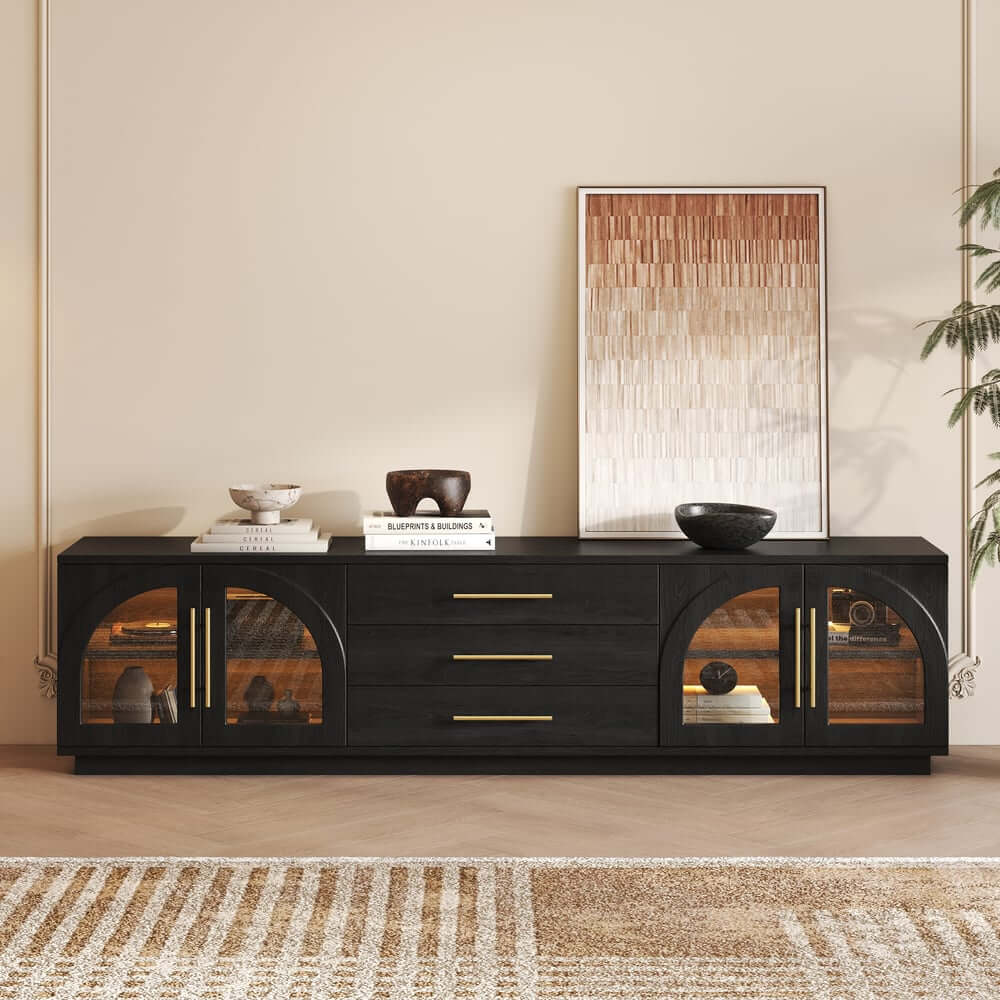 Japandi LED TV Stand With Soft-Close Drawers - Ash Veneer