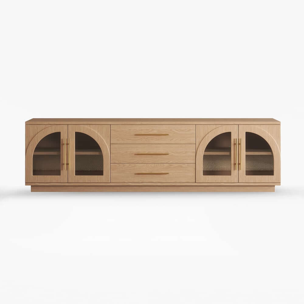 Japandi LED TV Stand With Soft-Close Drawers - Ash Veneer