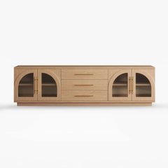 Japandi LED TV Stand With Soft-Close Drawers - Ash Veneer