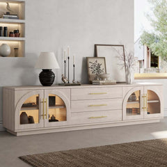 Japandi LED TV Stand With Soft-Close Drawers - Ash Veneer