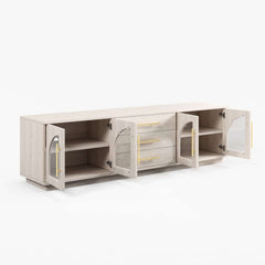 Japandi LED TV Stand With Soft-Close Drawers - Ash Veneer