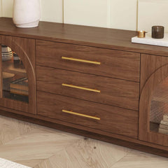 Japandi LED TV Stand With Soft-Close Drawers - Ash Veneer