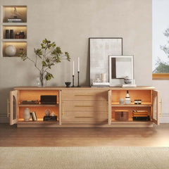 Japandi LED TV Stand With Soft-Close Drawers - Ash Veneer