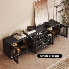 Japandi LED TV Stand With Soft-Close Drawers - Ash Veneer