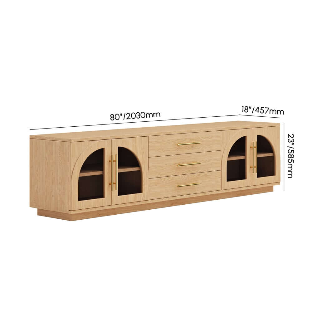 Japandi LED TV Stand With Soft-Close Drawers - Ash Veneer Dimensions