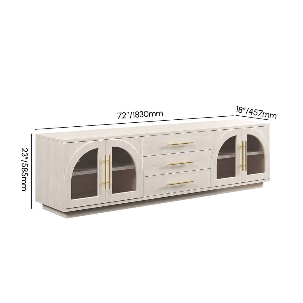 Japandi LED TV Stand With Soft-Close Drawers - Ash Veneer Dimensions