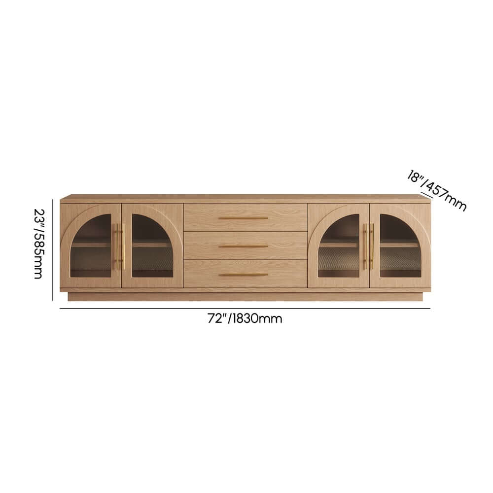 Japandi LED TV Stand With Soft-Close Drawers - Ash Veneer Dimensions
