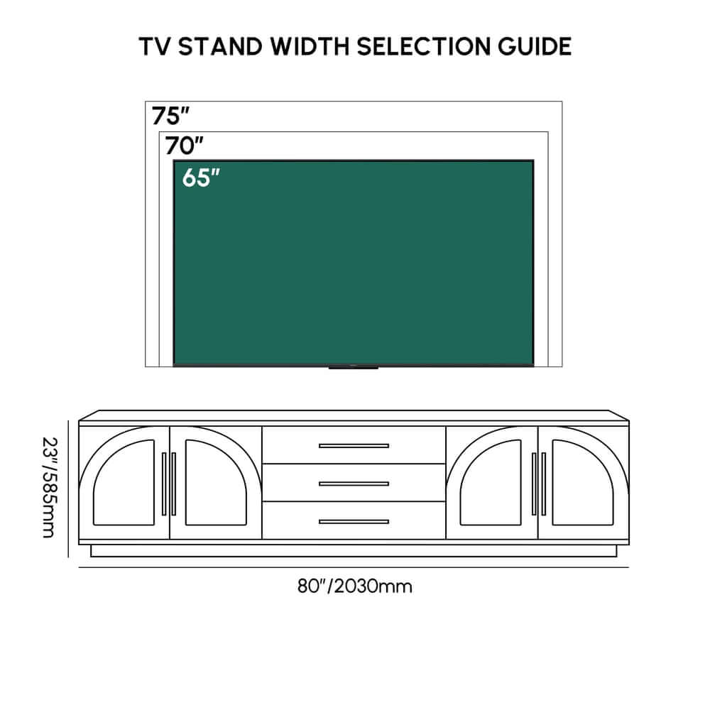Japandi LED TV Stand With Soft-Close Drawers - Ash Veneer Dimensions