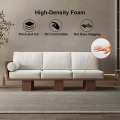 Japandi Modular 3-Seater Sofa with Cotton-Linen Upholstery
