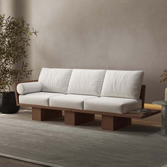 Japandi Modular 3-Seater Sofa with Cotton-Linen Upholstery