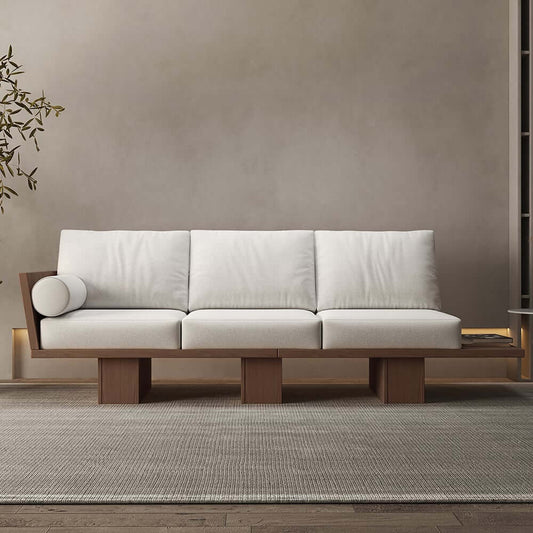 Japandi Modular 3-Seater Sofa with Cotton-Linen Upholstery