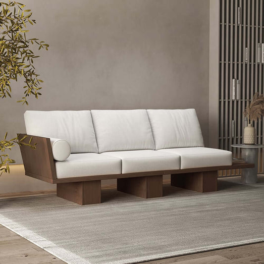 Japandi Modular 3-Seater Sofa with Cotton-Linen Upholstery Main Product Image