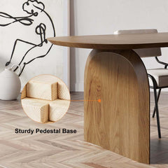 Japandi Pine Wood Oval Dining Table, Seats 6