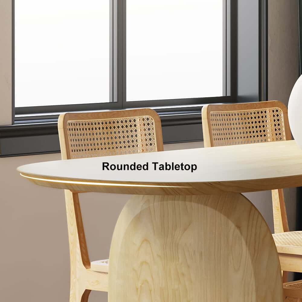 Japandi Pine Wood Oval Dining Table, Seats 6