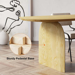 Japandi Pine Wood Oval Dining Table, Seats 6