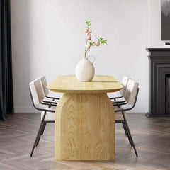 Japandi Pine Wood Oval Dining Table, Seats 6