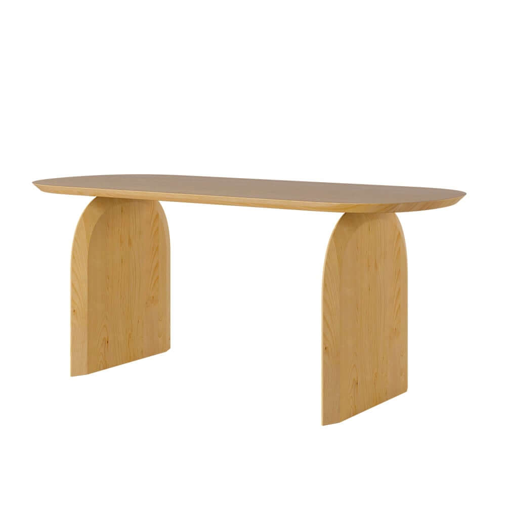 Japandi Pine Wood Oval Dining Table, Seats 6