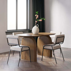 Japandi Pine Wood Oval Dining Table, Seats 6