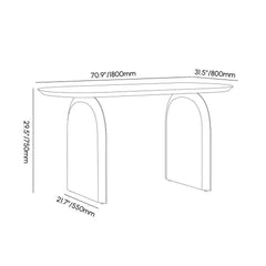 Japandi Pine Wood Oval Dining Table, Seats 6 Dimensions