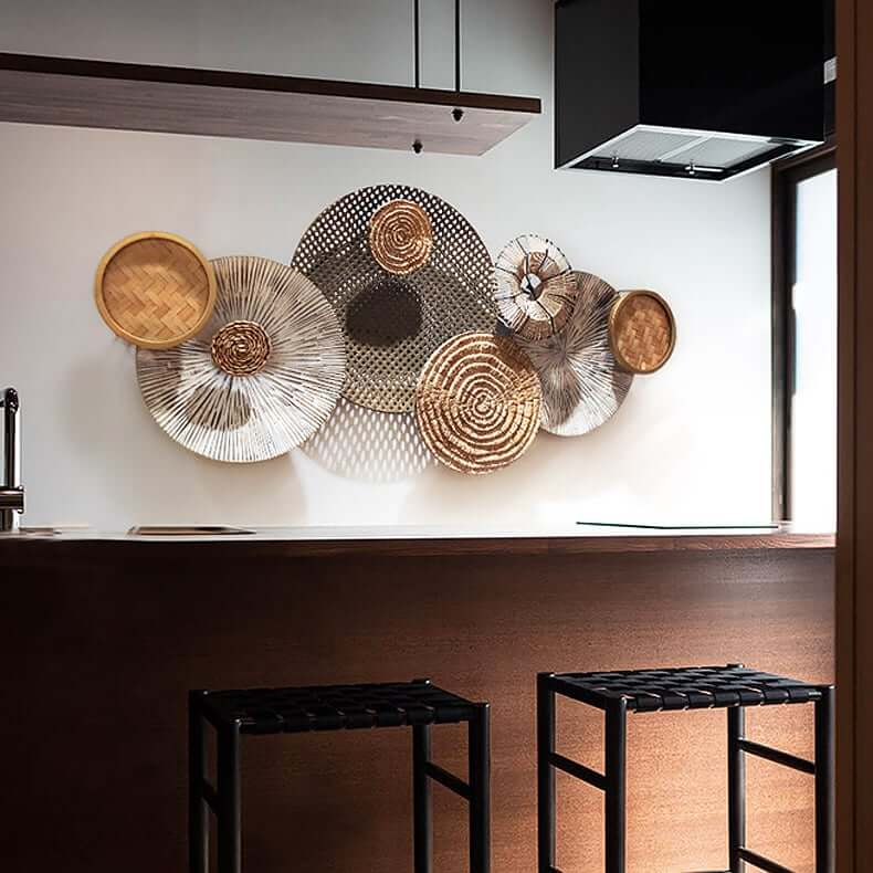 Japandi Rattan Wall Art – Natural Geometric Circle Decor