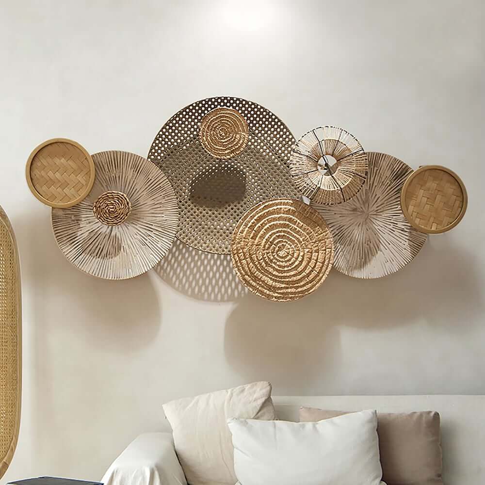 Japandi Rattan Wall Art – Natural Geometric Circle Decor