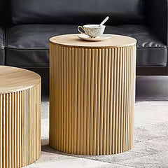 Japandi Round Coffee Table Set - Engineered Wood & Ash