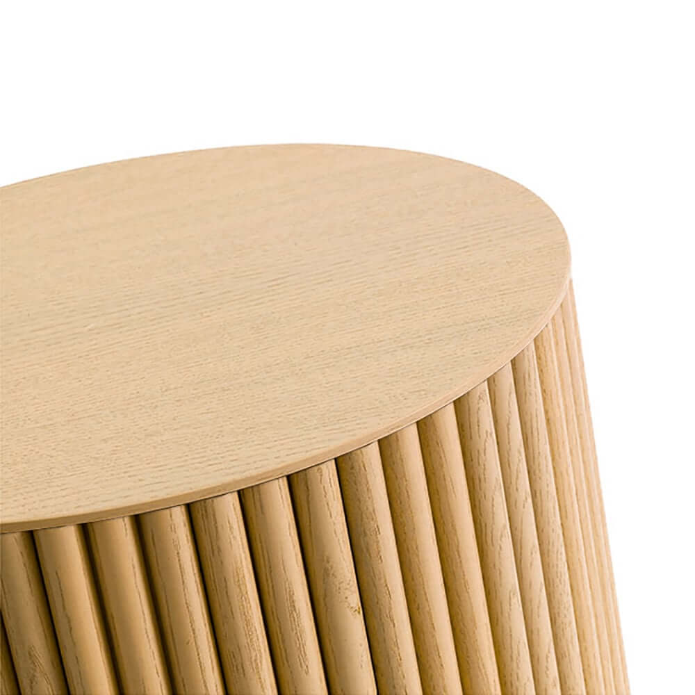 Japandi Round Coffee Table Set - Engineered Wood & Ash