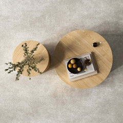 Japandi Round Coffee Table Set - Engineered Wood & Ash