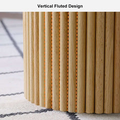 Japandi Round Coffee Table Set - Engineered Wood & Ash