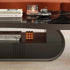 Japandi Sintered Stone Coffee Table With Drawer