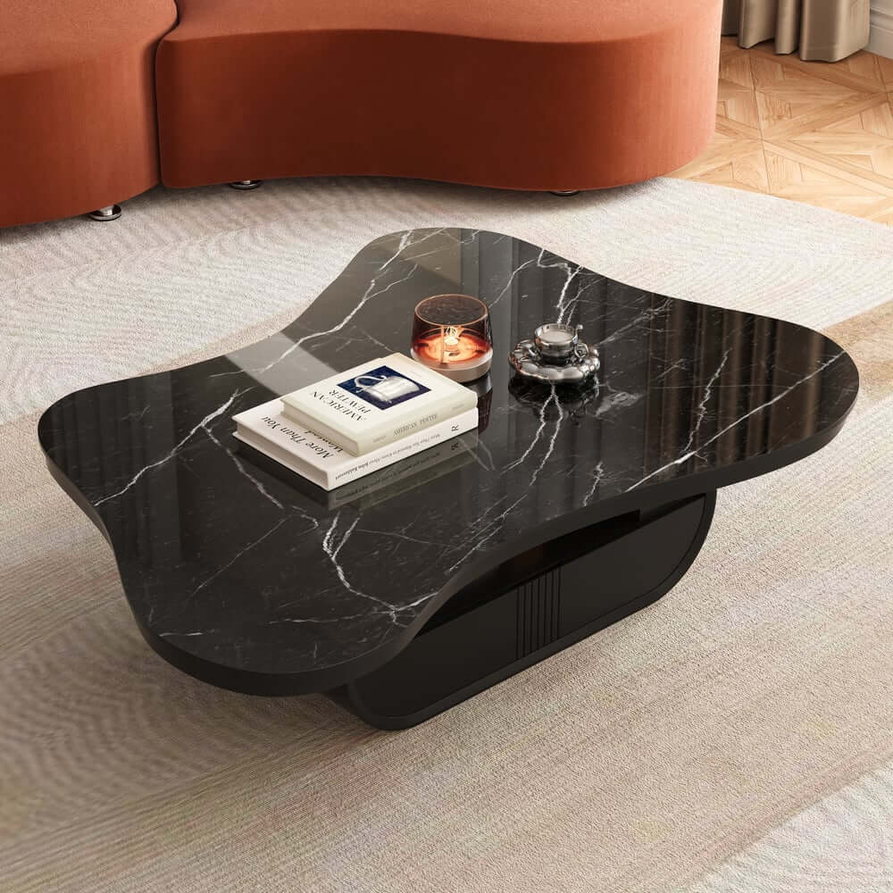 Japandi Sintered Stone Coffee Table With Drawer