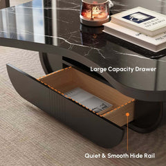 Japandi Sintered Stone Coffee Table With Drawer