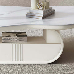 Japandi Sintered Stone Coffee Table With Drawer