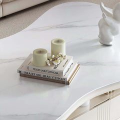 Japandi Sintered Stone Coffee Table With Drawer