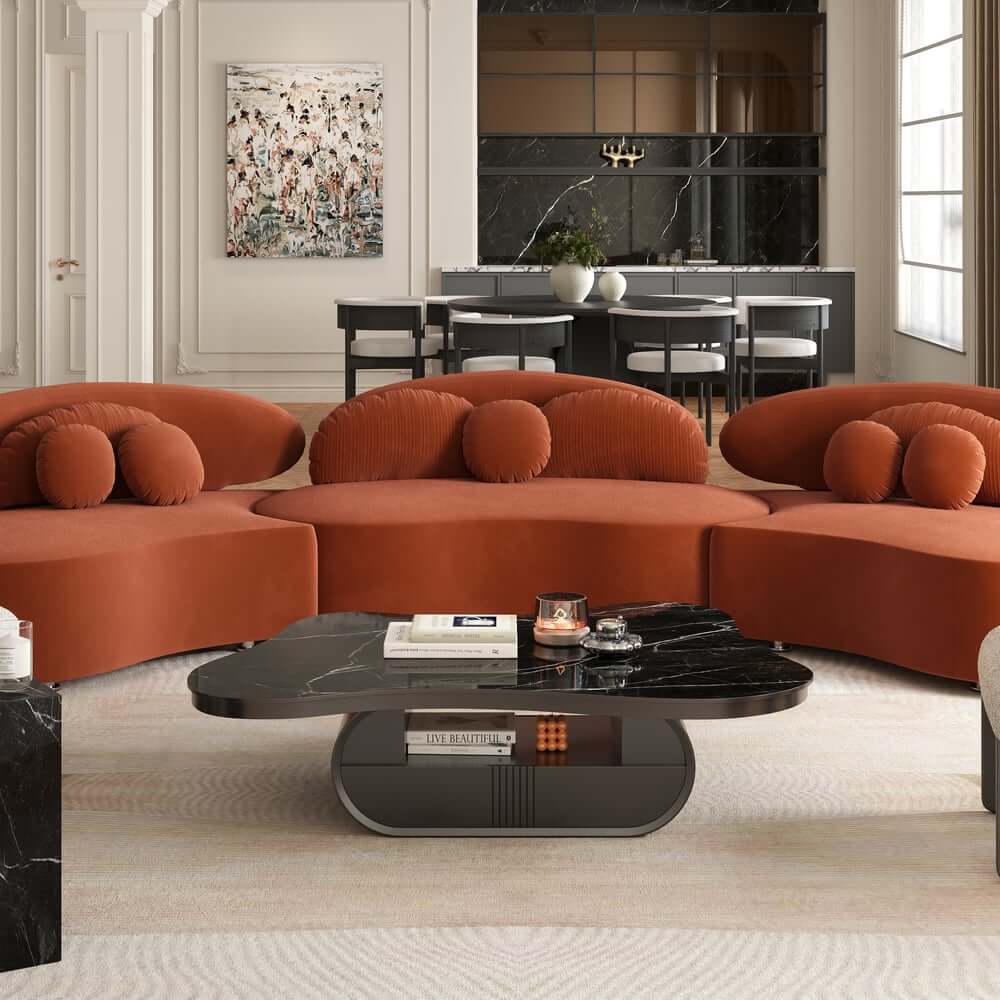 Japandi Sintered Stone Coffee Table With Drawer