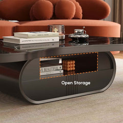 Japandi Sintered Stone Coffee Table With Drawer