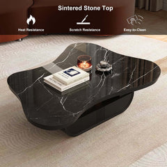 Japandi Sintered Stone Coffee Table With Drawer