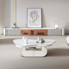 Japandi Sintered Stone Coffee Table With Drawer