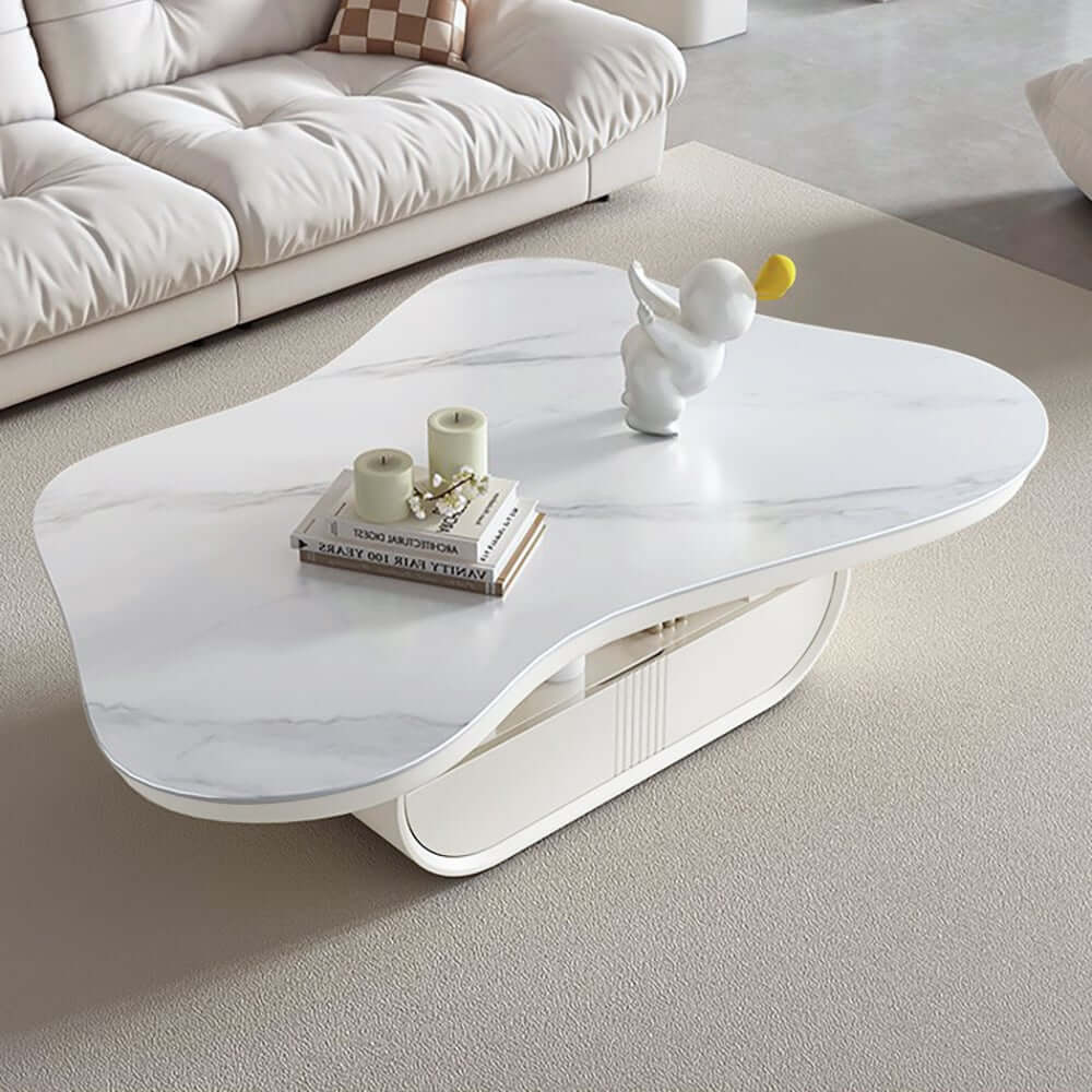 Japandi Sintered Stone Coffee Table With Drawer