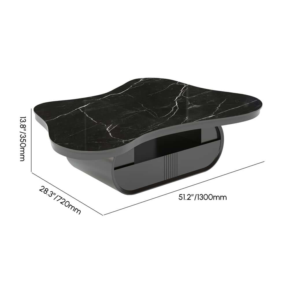 Japandi Sintered Stone Coffee Table With Drawer Dimensions