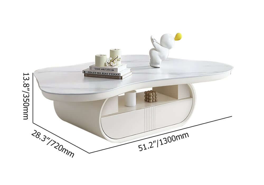Japandi Sintered Stone Coffee Table With Drawer Dimensions
