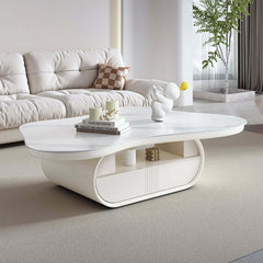 Japandi Sintered Stone Coffee Table With Drawer Main Product Image