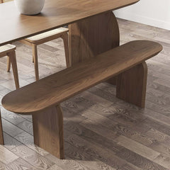 Japandi Solid Walnut Dining Bench with Oval Design
